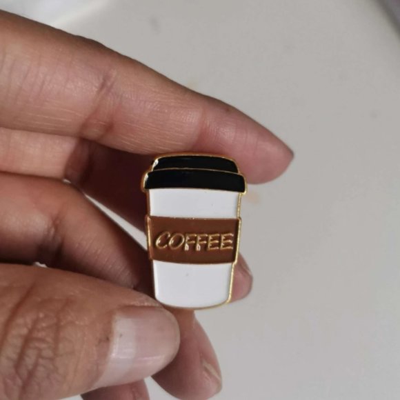 Fashion Jewelry Accessories - Enamel Fun Cute Coffee Lovers Dress Pin Brooch